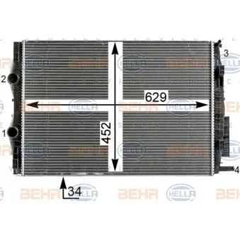 Radiateur, refroidissement du moteur HELLA 8MK 376 700-401
