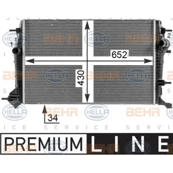 Radiateur, refroidissement du moteur HELLA 8MK 376 700-431