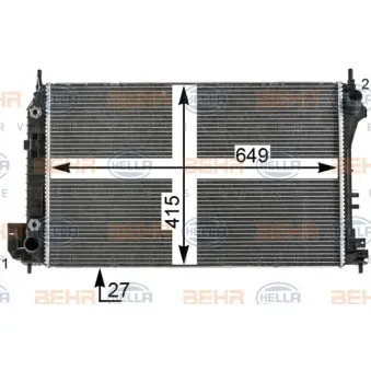 Radiateur, refroidissement du moteur HELLA 8MK 376 700-441