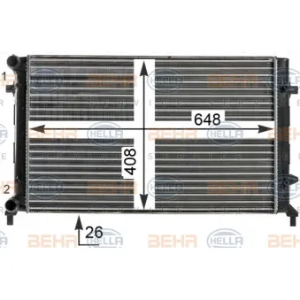 Radiateur, refroidissement du moteur HELLA 8MK 376 700-494