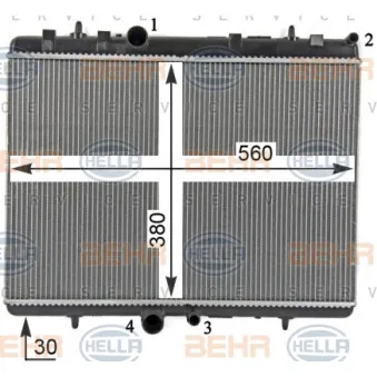 Radiateur, refroidissement du moteur HELLA 8MK 376 700-531