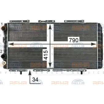 Radiateur, refroidissement du moteur HELLA 8MK 376 700-551