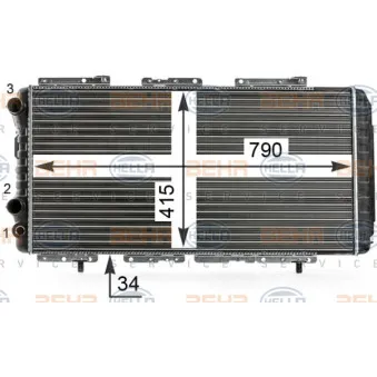 Radiateur, refroidissement du moteur HELLA 8MK 376 700-561