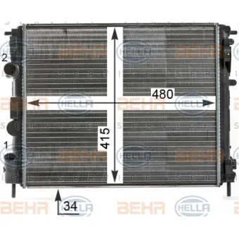 Radiateur, refroidissement du moteur HELLA 8MK 376 700-571