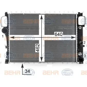 Radiateur, refroidissement du moteur HELLA 8MK 376 700-614