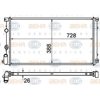 Radiateur, refroidissement du moteur HELLA 8MK 376 700-651