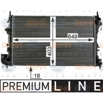 Radiateur, refroidissement du moteur HELLA 8MK 376 700-661