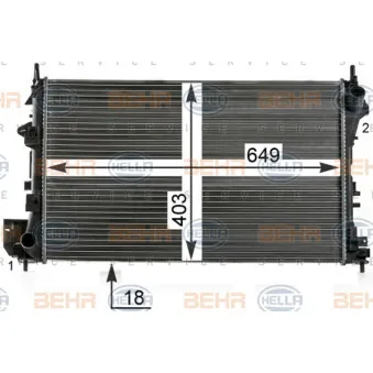 Radiateur, refroidissement du moteur HELLA 8MK 376 700-664