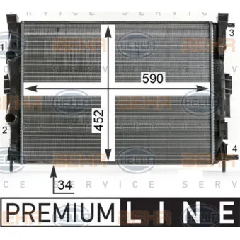 Radiateur, refroidissement du moteur HELLA 8MK 376 700-681