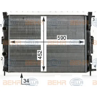 Radiateur, refroidissement du moteur HELLA 8MK 376 700-684