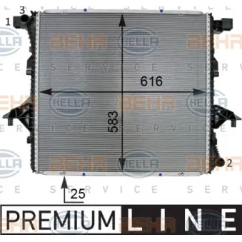 Radiateur, refroidissement du moteur HELLA 8MK 376 701-311