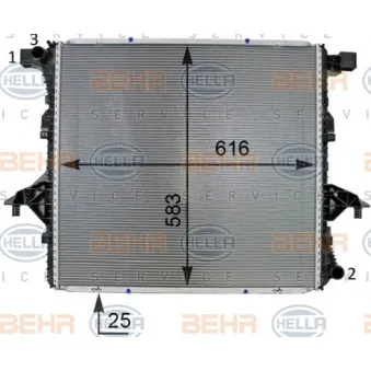 Radiateur, refroidissement du moteur HELLA 8MK 376 701-314