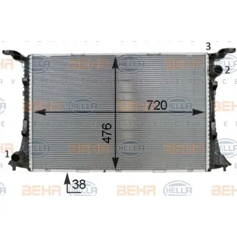 Radiateur, refroidissement du moteur HELLA 8MK 376 701-341