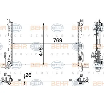Radiateur, refroidissement du moteur HELLA 8MK 376 701-581