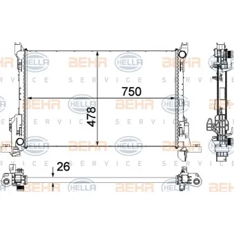 Radiateur, refroidissement du moteur HELLA 8MK 376 701-591