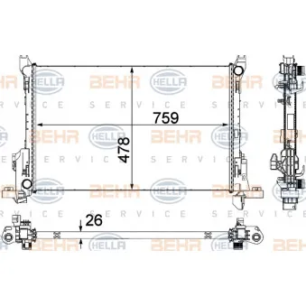 Radiateur, refroidissement du moteur HELLA 8MK 376 701-601