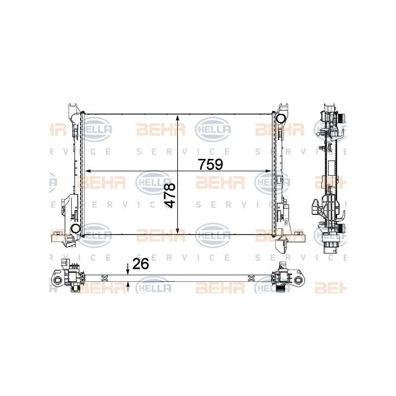 Radiateur, refroidissement du moteur HELLA 8MK 376 701-601