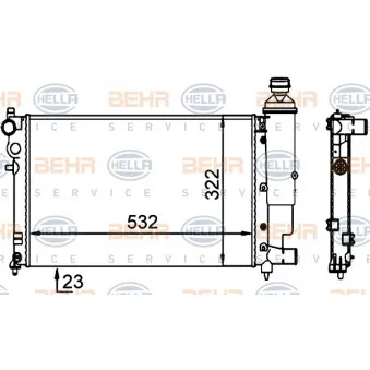 Radiateur, refroidissement du moteur HELLA 8MK 376 701-694
