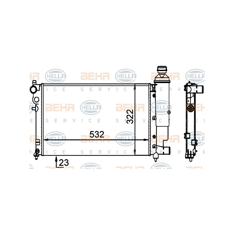 Radiateur, refroidissement du moteur HELLA 8MK 376 701-694