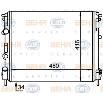 Radiateur, refroidissement du moteur HELLA 8MK 376 701-704