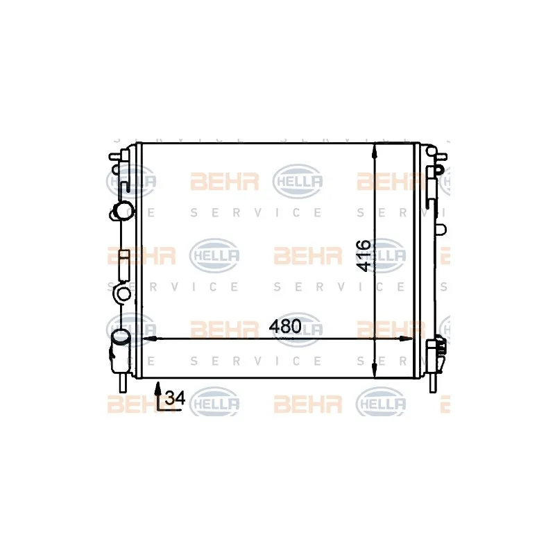 Radiateur, refroidissement du moteur HELLA 8MK 376 701-704