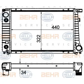 Radiateur, refroidissement du moteur HELLA 8MK 376 703-024