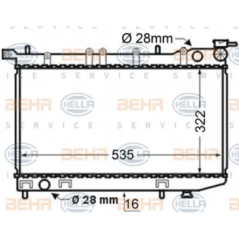 Radiateur, refroidissement du moteur HELLA 8MK 376 704-691