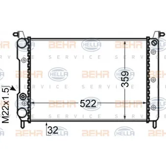 Radiateur, refroidissement du moteur HELLA 8MK 376 704-784
