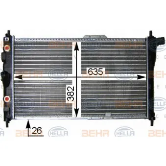 Radiateur, refroidissement du moteur HELLA 8MK 376 705-581