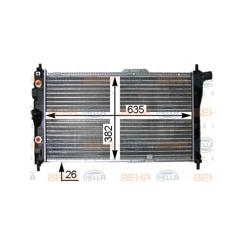 Radiateur, refroidissement du moteur HELLA 8MK 376 705-581