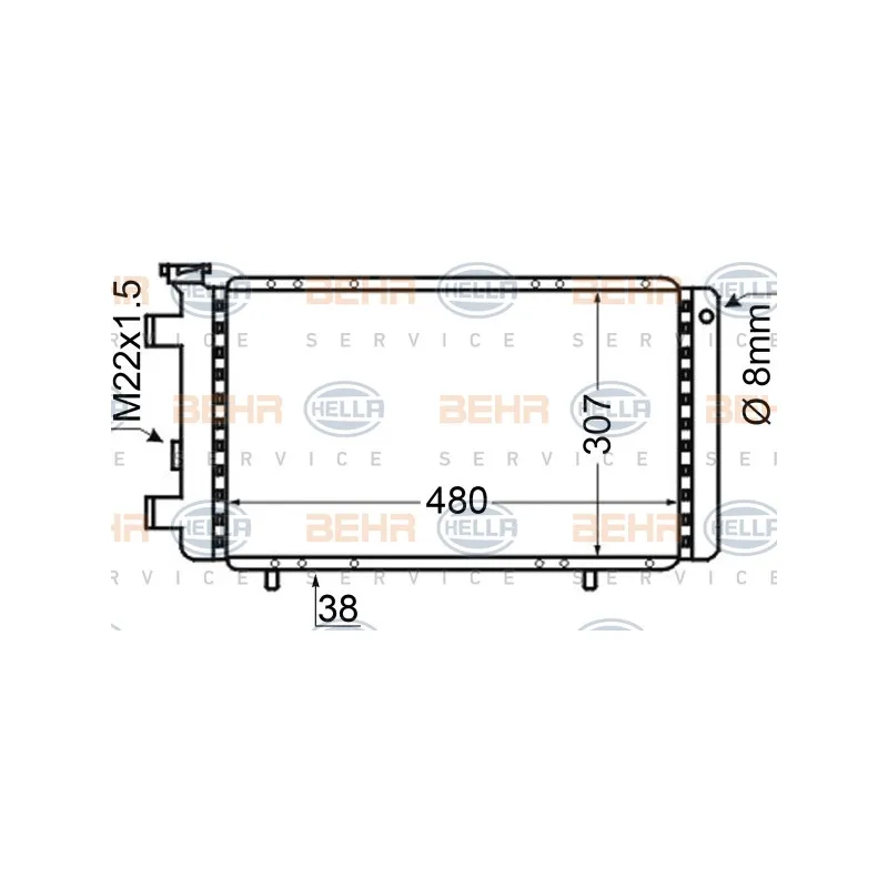 Radiateur, refroidissement du moteur HELLA 8MK 376 705-781