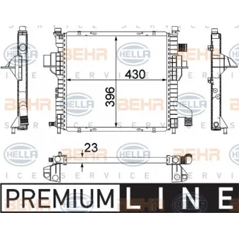 Radiateur, refroidissement du moteur HELLA 8MK 376 706-541