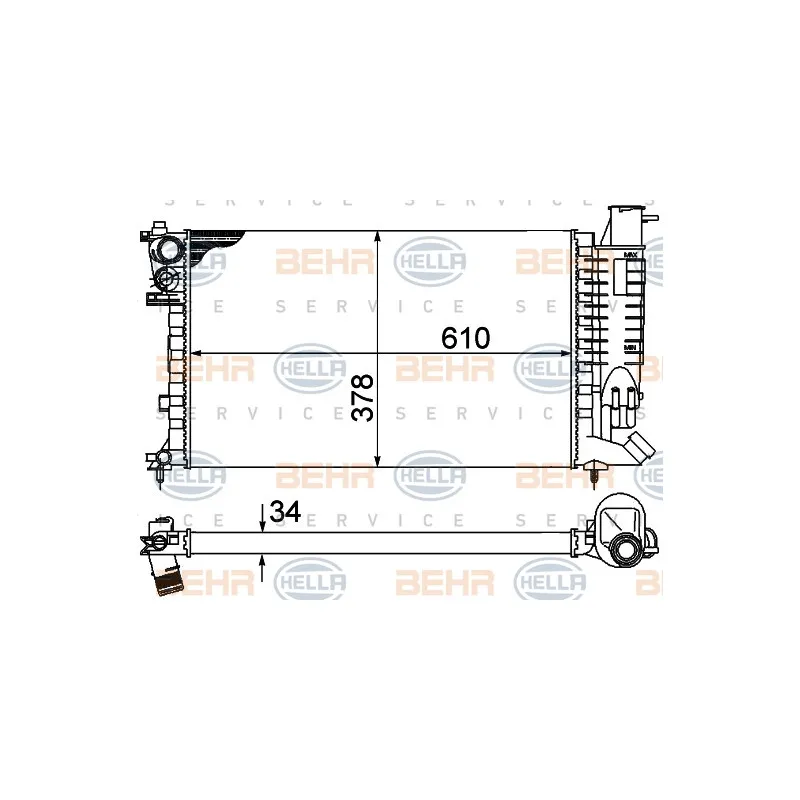 Radiateur, refroidissement du moteur HELLA 8MK 376 707-021