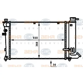 Radiateur, refroidissement du moteur HELLA 8MK 376 707-121