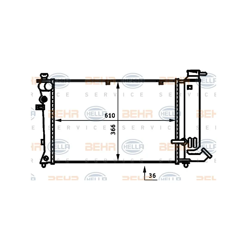 Radiateur, refroidissement du moteur HELLA 8MK 376 707-121