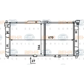 Radiateur, refroidissement du moteur HELLA 8MK 376 707-461
