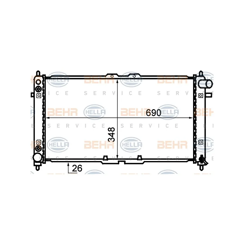 Radiateur, refroidissement du moteur HELLA 8MK 376 707-761