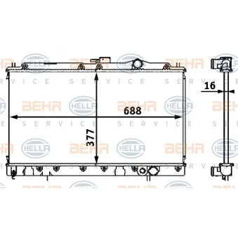 Radiateur, refroidissement du moteur HELLA 8MK 376 708-111
