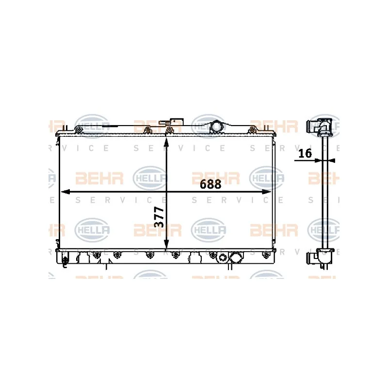 Radiateur, refroidissement du moteur HELLA 8MK 376 708-111