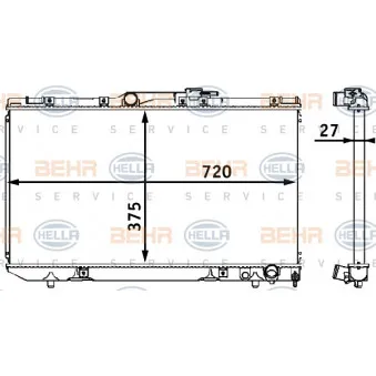 Radiateur, refroidissement du moteur HELLA 8MK 376 708-121