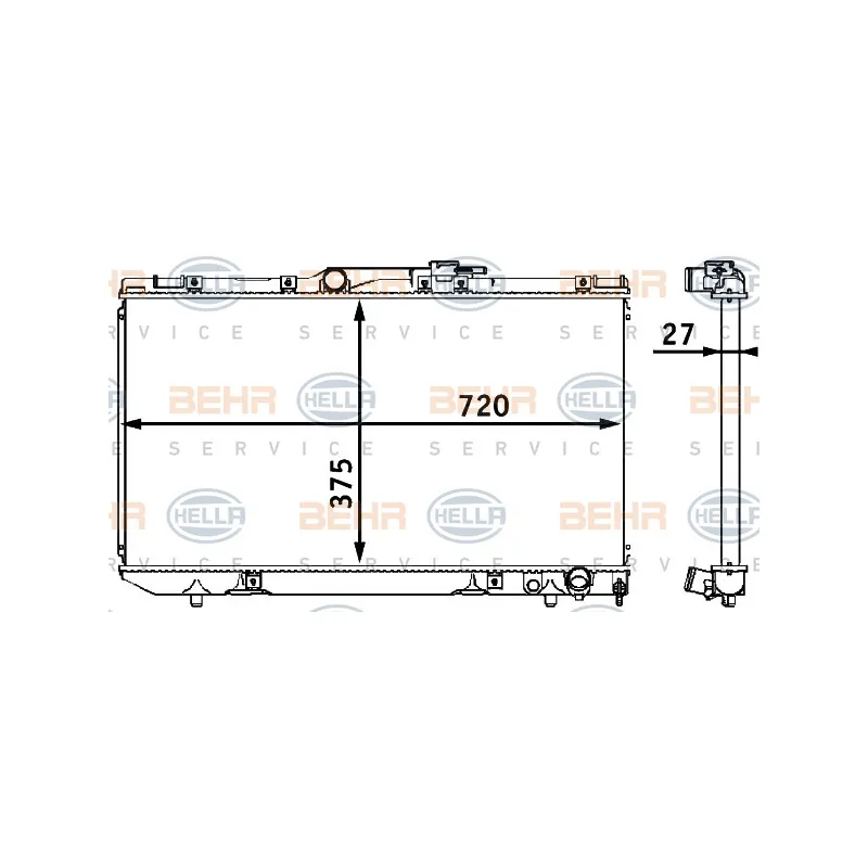 Radiateur, refroidissement du moteur HELLA 8MK 376 708-121