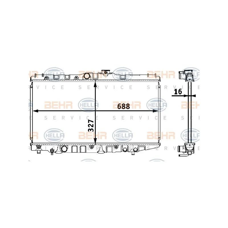 Radiateur, refroidissement du moteur HELLA 8MK 376 708-151