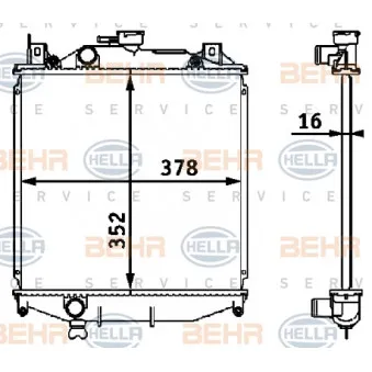 Radiateur, refroidissement du moteur HELLA 8MK 376 708-201