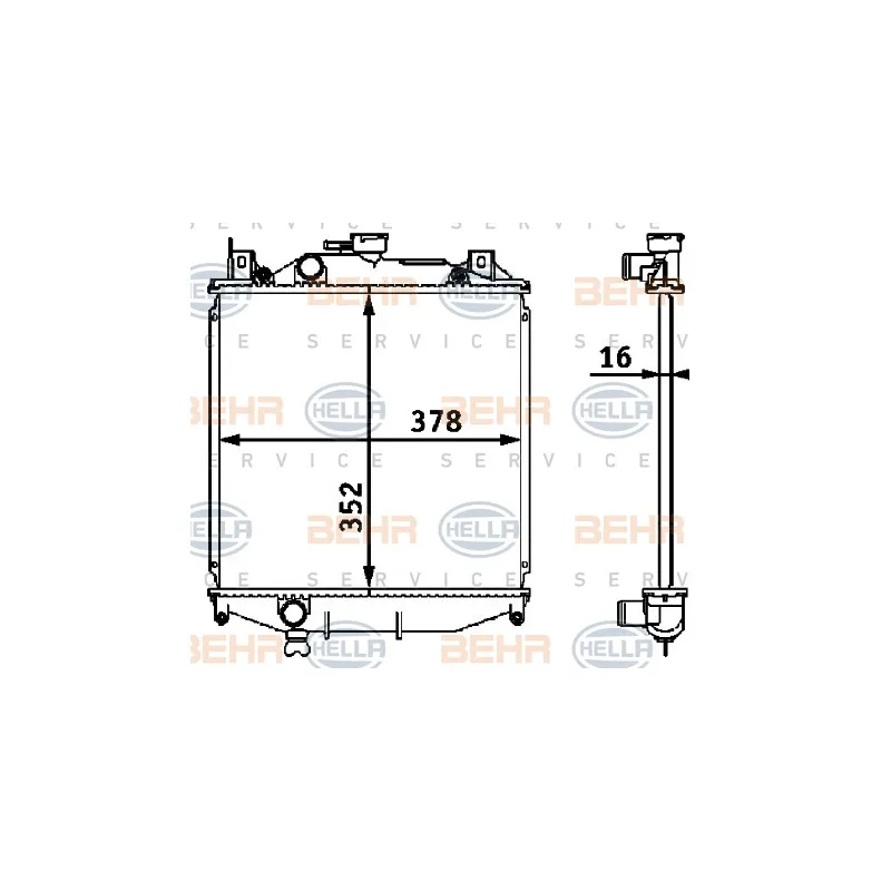 Radiateur, refroidissement du moteur HELLA 8MK 376 708-201