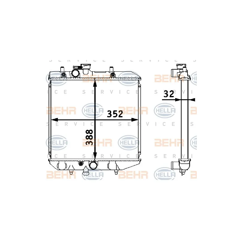 Radiateur, refroidissement du moteur HELLA 8MK 376 708-281