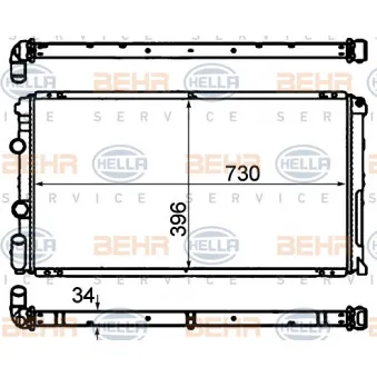 Radiateur, refroidissement du moteur HELLA 8MK 376 708-451