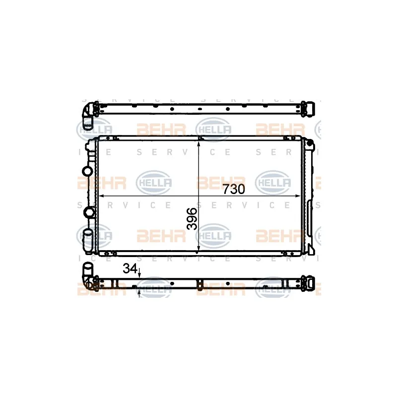Radiateur, refroidissement du moteur HELLA 8MK 376 708-451