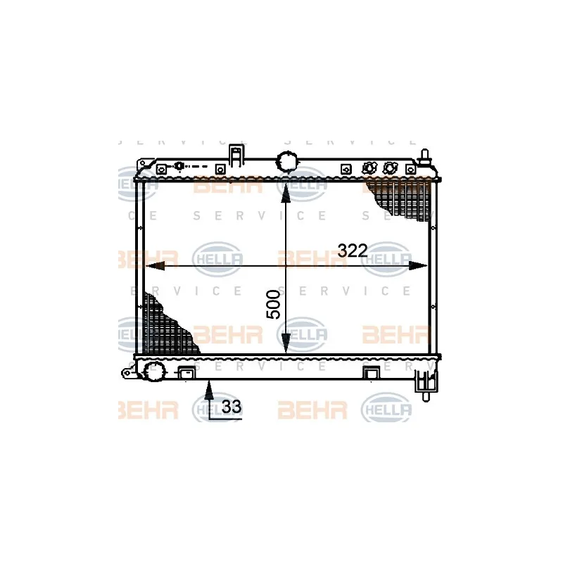 Radiateur, refroidissement du moteur HELLA 8MK 376 708-581