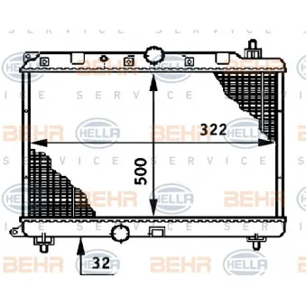 Radiateur, refroidissement du moteur HELLA 8MK 376 708-591