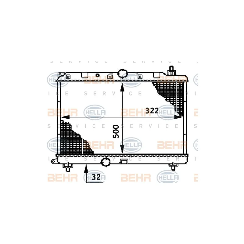 Radiateur, refroidissement du moteur HELLA 8MK 376 708-591